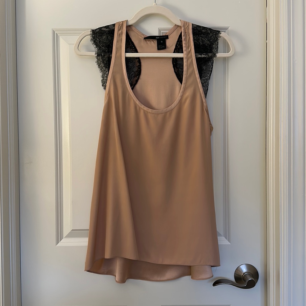 Jay Godfrey Tan Black Lace Camisole